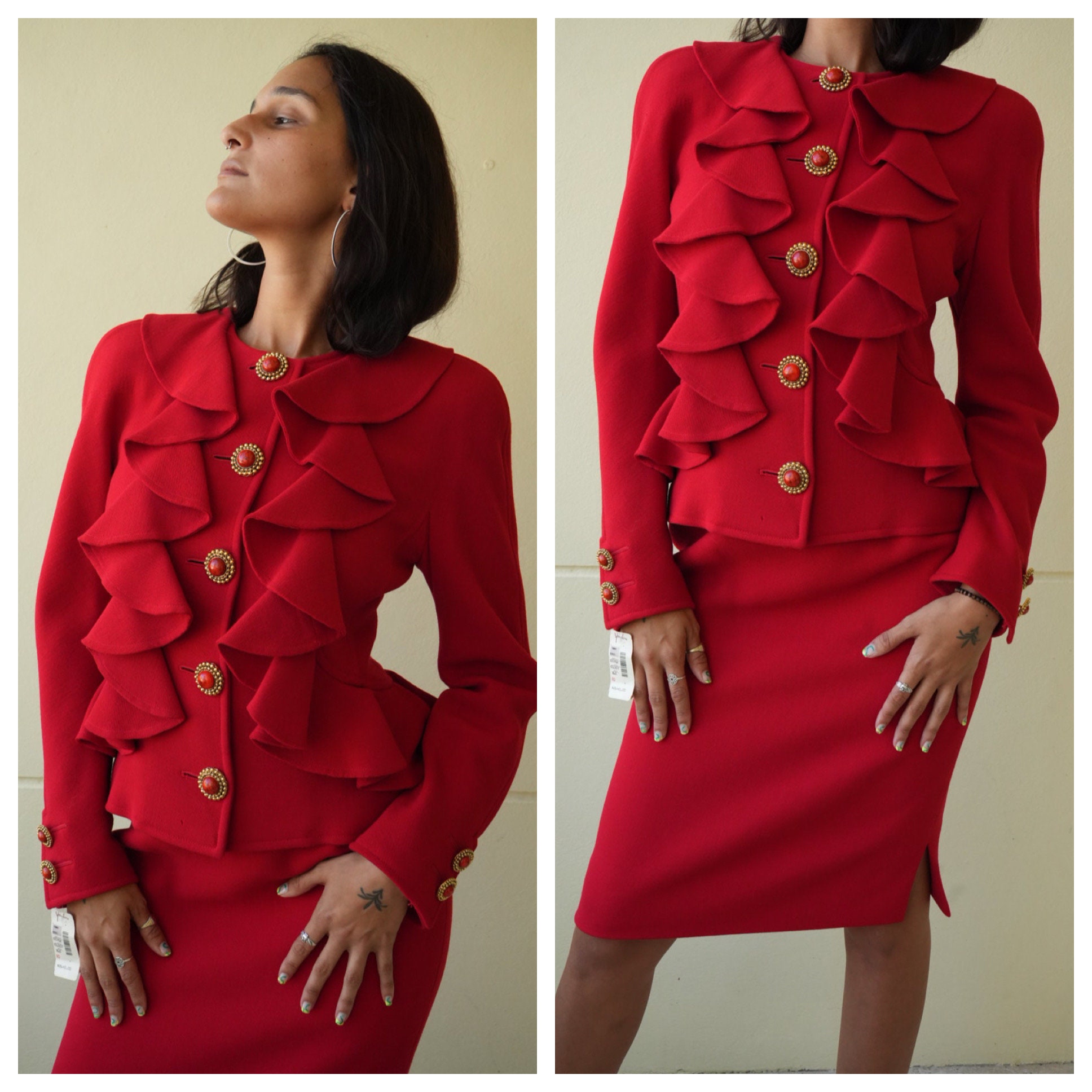 スーツ・フォーマル・ドレス Valentino 38size Vintage 80's Valentino Suit Dress / Wool Holiday Party Dress