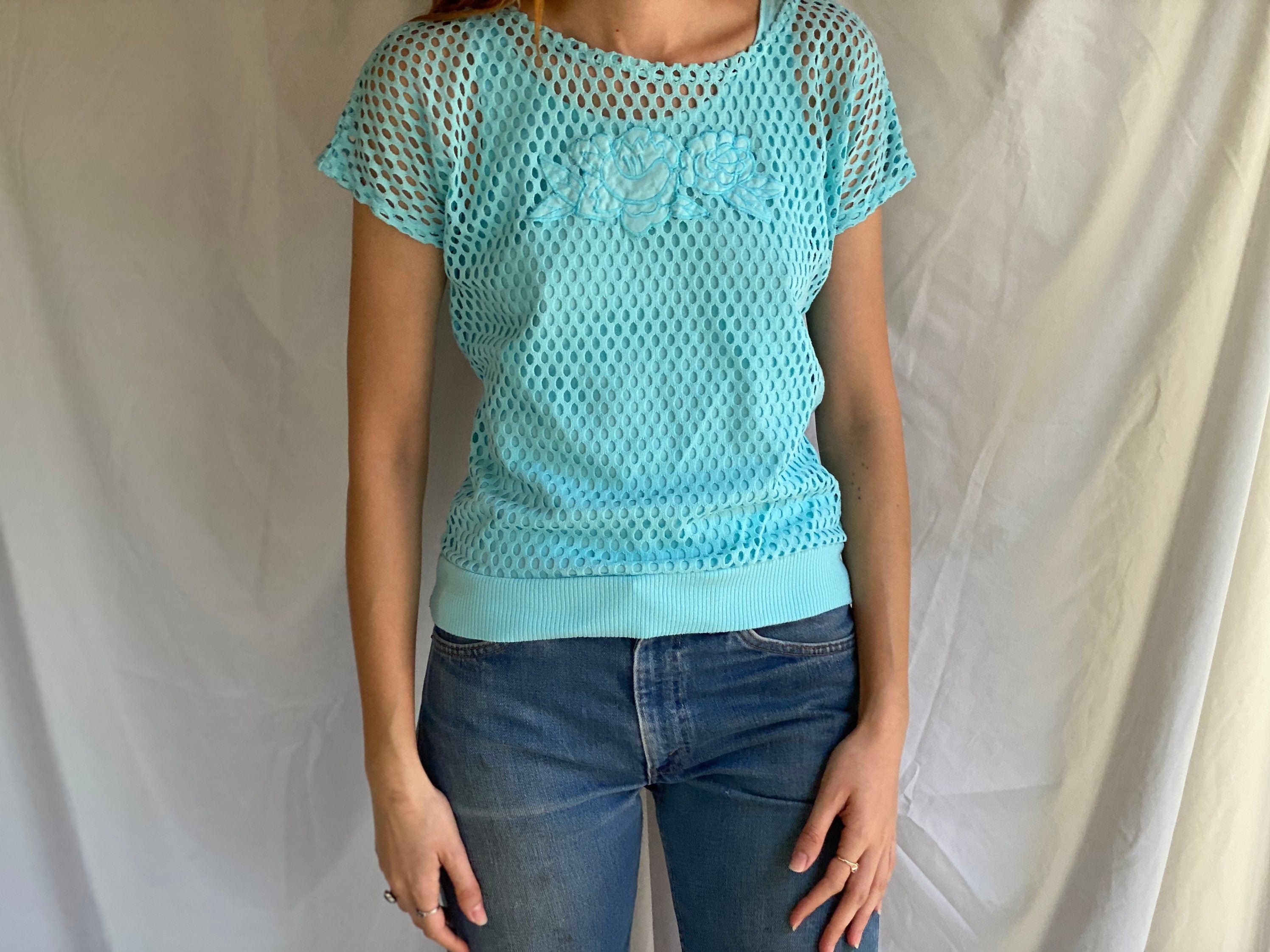 Mesh Shirt / Netted Sheer Shirt / Mesh 