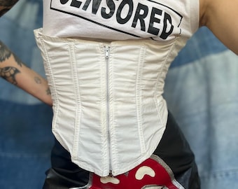 Vintage Norma Kamali Waist Cincher Belt / Vintage Girdle / White Garter Belt / Vintage Shapewear