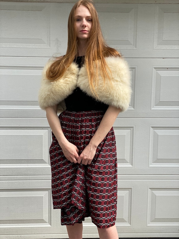 1950s Velvet Dress / Plaid Party Dress / Red & Bl… - image 6