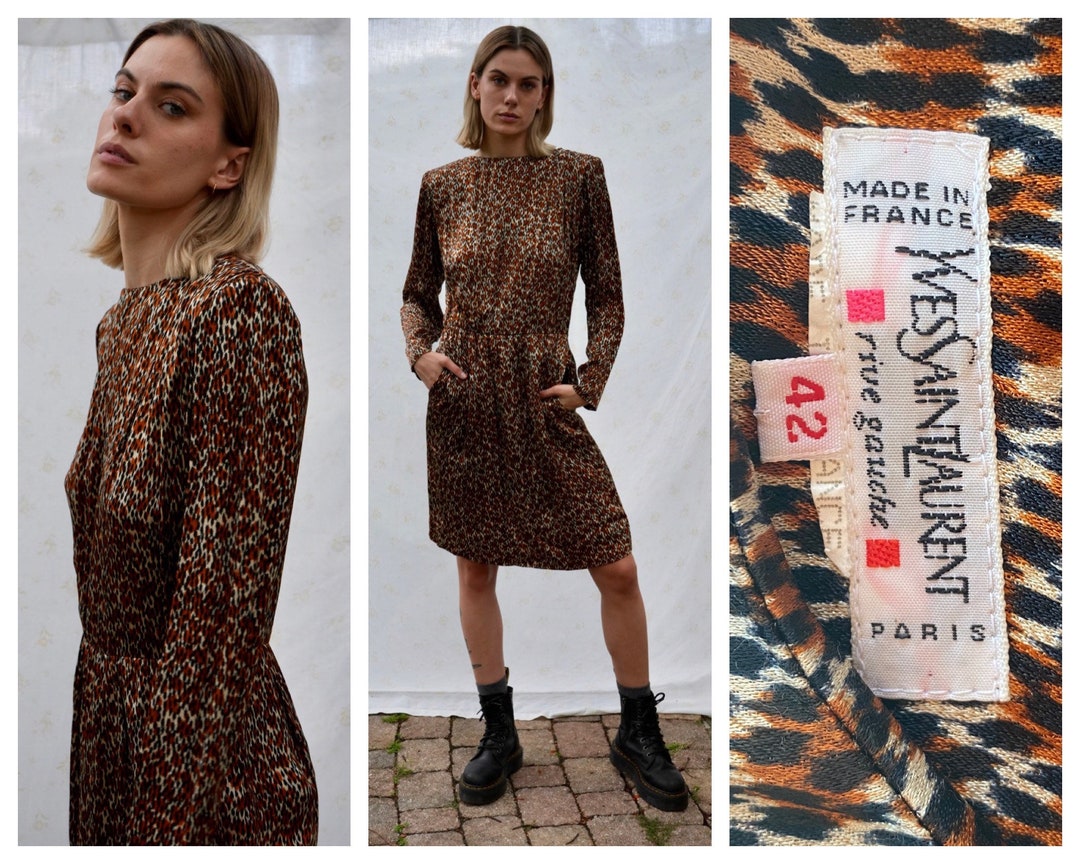 Yves Saint Laurent Dress / Silk Cheetah Leopard Print Dress