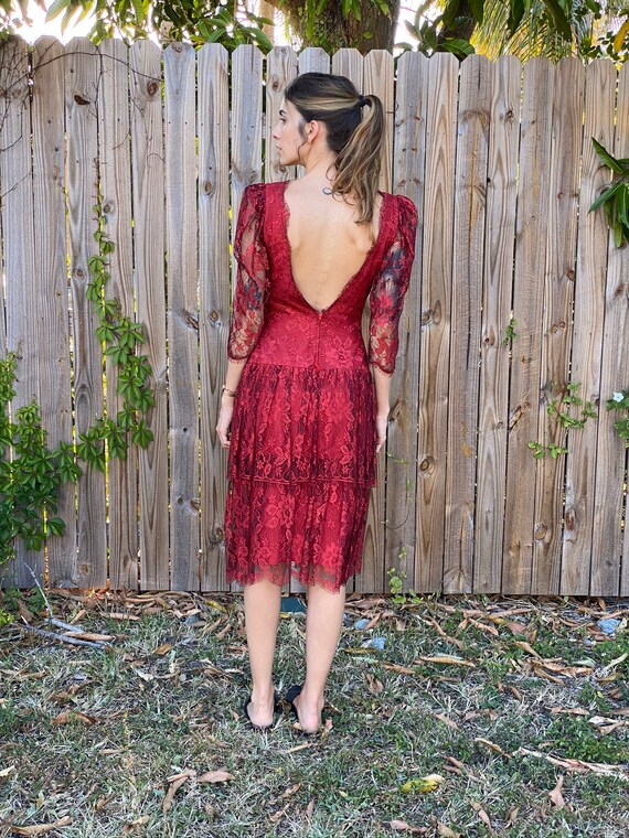 boho chic red lace dress Wedding Dress Boho Red Lace Dress Boho Lace Deep V-Neck Bell Sleeves A-Line Wedding