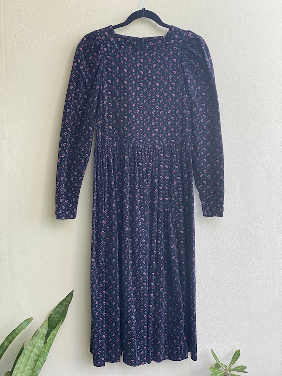 1990s Laura Ashley Floral Corduroy Dress / Vintage