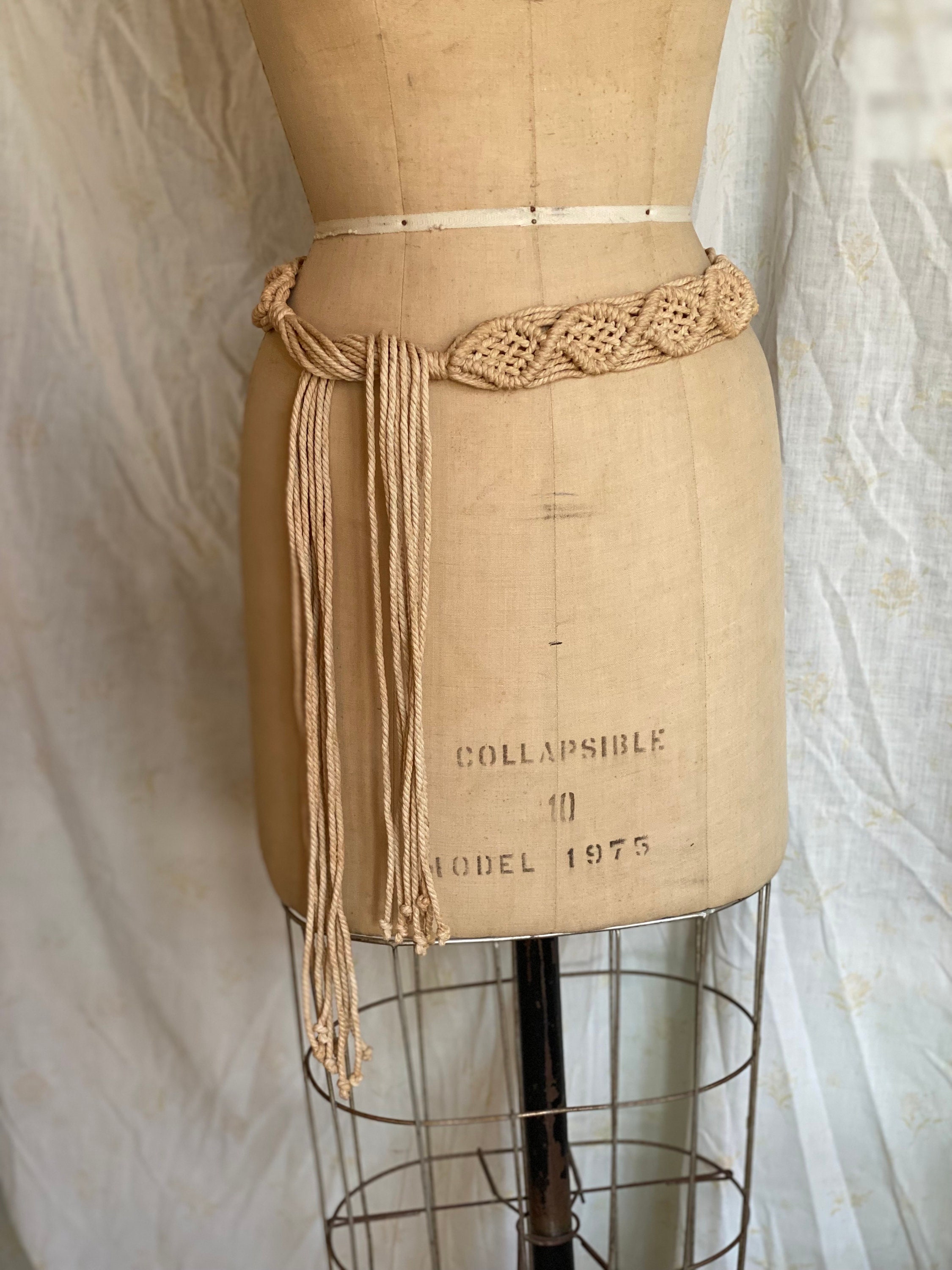 Vintage 90s Lauren Ralph Lauren Boho Macrame\' Braided Statement Belt Natural S Ralph Lauren Braided Belt products for sale | eBay main image 3