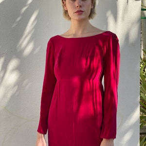 1960s Velvet Maxi Dress / Romeo and Juliet / Velvet Empire Dress / Long Velvet Gown in Hot Pink / Scoop Back Dress image 6