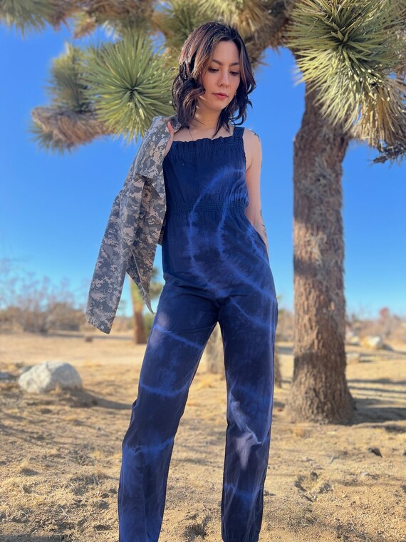 1970s Blue Cotton Jumpsuit / Bibbed Overall Jumps… - image 4