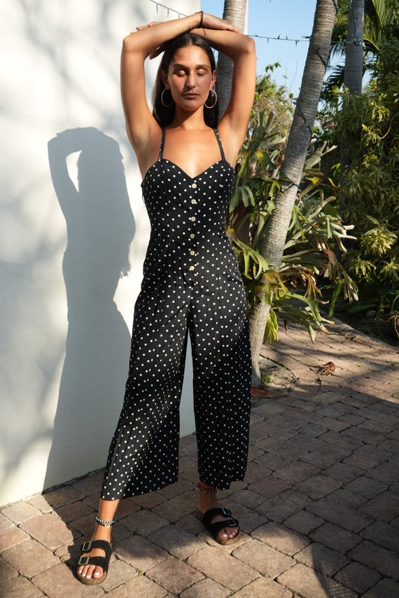 Polka Dot Jumpsuit / 1990's Jumpsuit / Open Back R