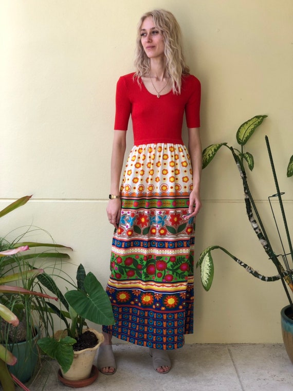 Vintage Goldworm Dress / 1960's Maxi 