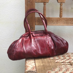 Monedero vintage de piel de serpiente / Bolso de sangre de buey con asa superior de los años 1950-1960 / Bolso de reptil de cuero / Bolso de sangre de buey de lujo