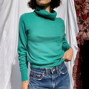 1970er Jahre Rollkragen-Pullover / Strick-Top / Adretter hoher Rollkragen Herbstliches Top / Acryl Top / Gerippter Strick / Herbst Winter