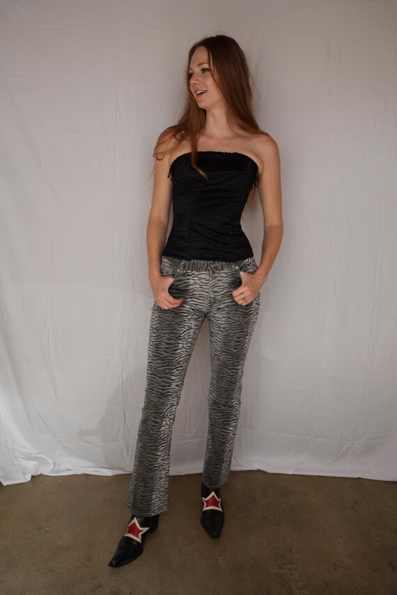 y2k Jeans / Vintage Zebra Stripe Glitter Jeans /Sexy … Gem