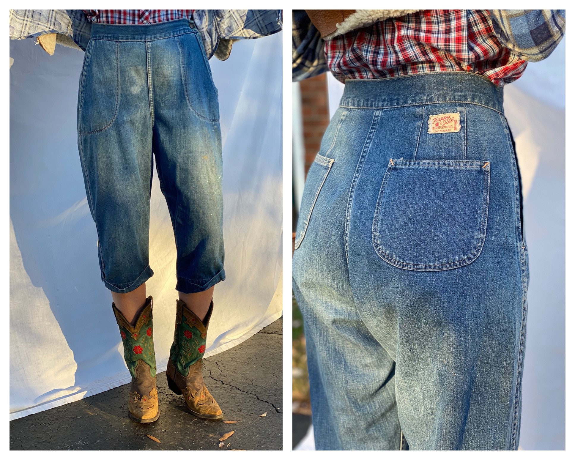 1940s Jeans / Side Zip Sanforized Denim / Forties Happy Jill 1940s Jeans / Side Zip Sanforized Denim / Forties Happy Jill