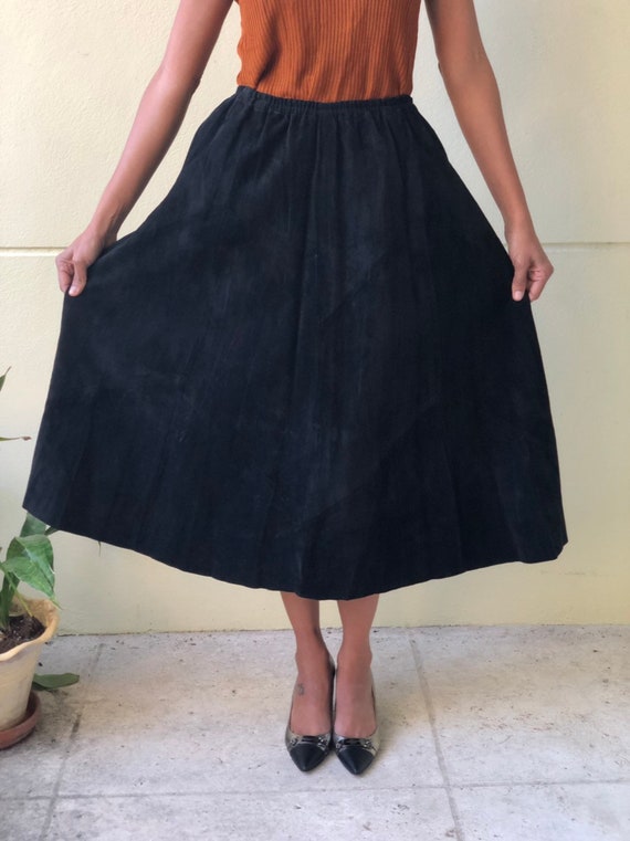 Vintage Suede Skirt / Leather Full Skirt / Vintag… - image 8