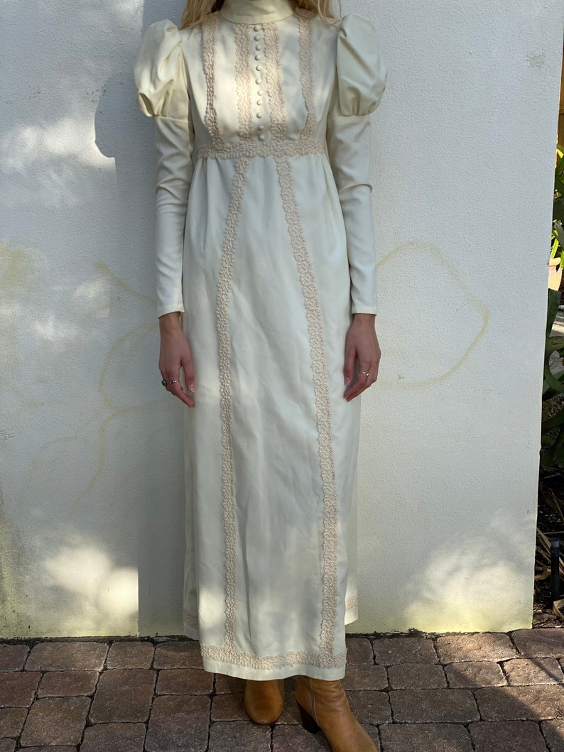 1960s Wedding Dress / Casual Wedding Dress / Bridal Gown / Lace Ethereal Dress / Garden Party Dress / Haute Hippie / Bohemian Dress image 5