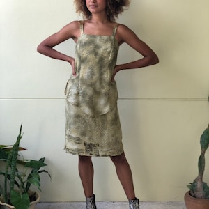 Vintage Mini Dress / Spotted Leopard / Jungle 90&#39;s Dress / Earth Tones / Summer Nights Casual Dress / Midi Kerchief Dress