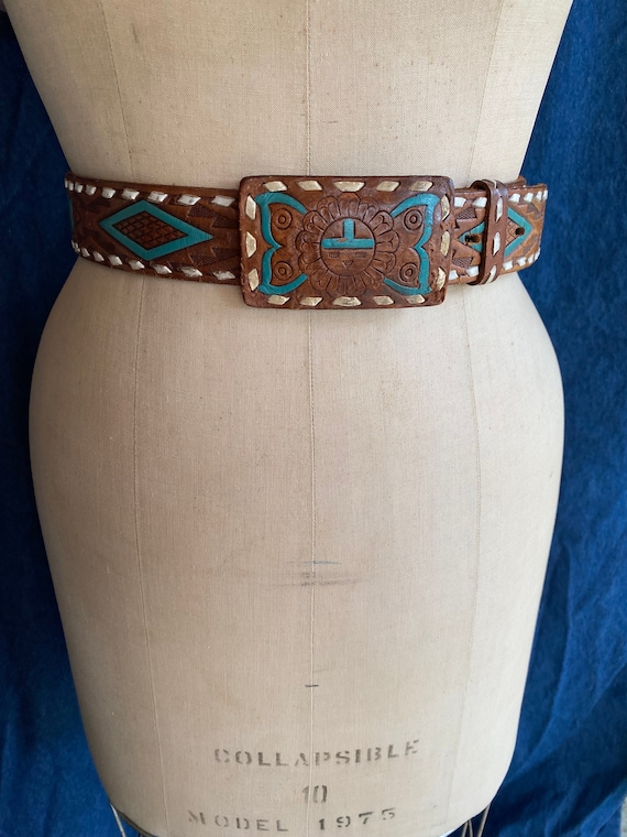 30.5-35" Waist Belt / Turquoise Phoenix / Vintage… - image 1