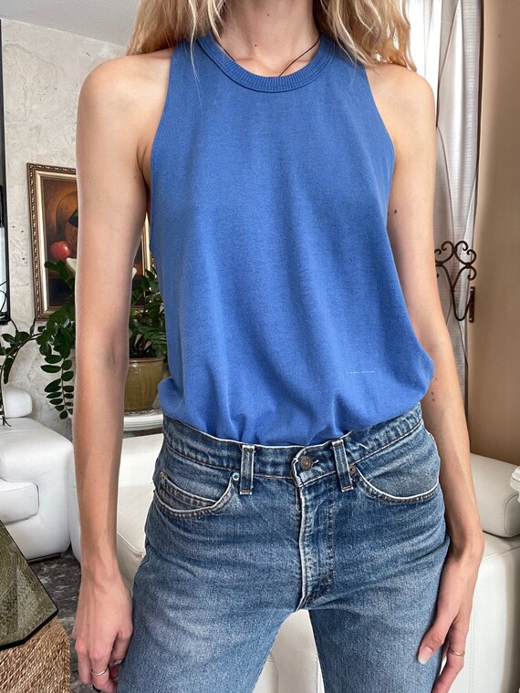 Vintage Racerback Tank Top / Open Sides Roomy Tan… - image 5