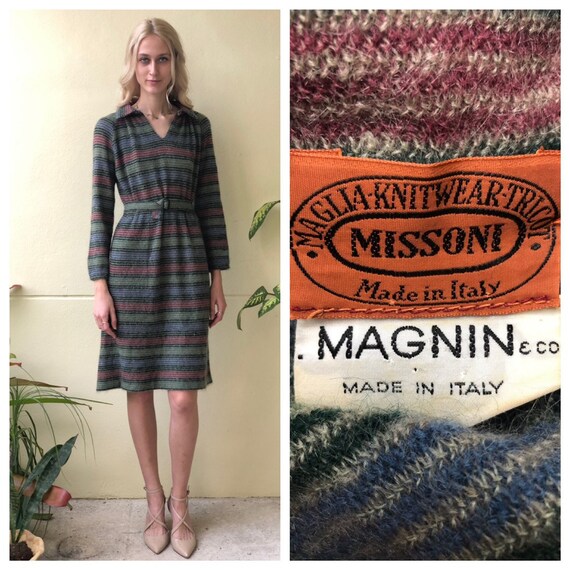 1970s Missoni Dress / Italian Wool Knit Dress / Au