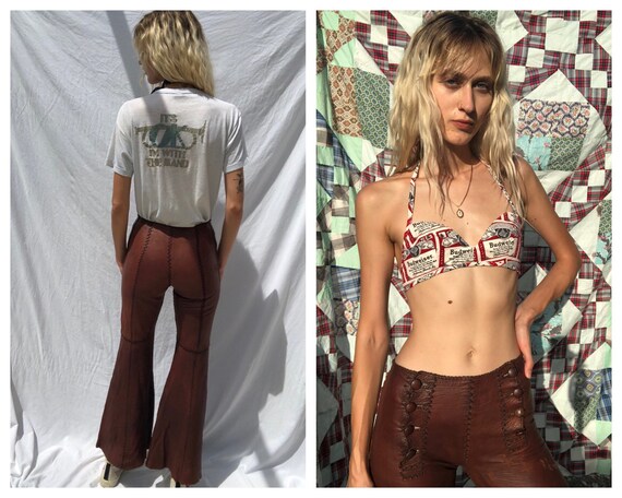 Iconic North Beach Leather Pants / Bell Bottoms /