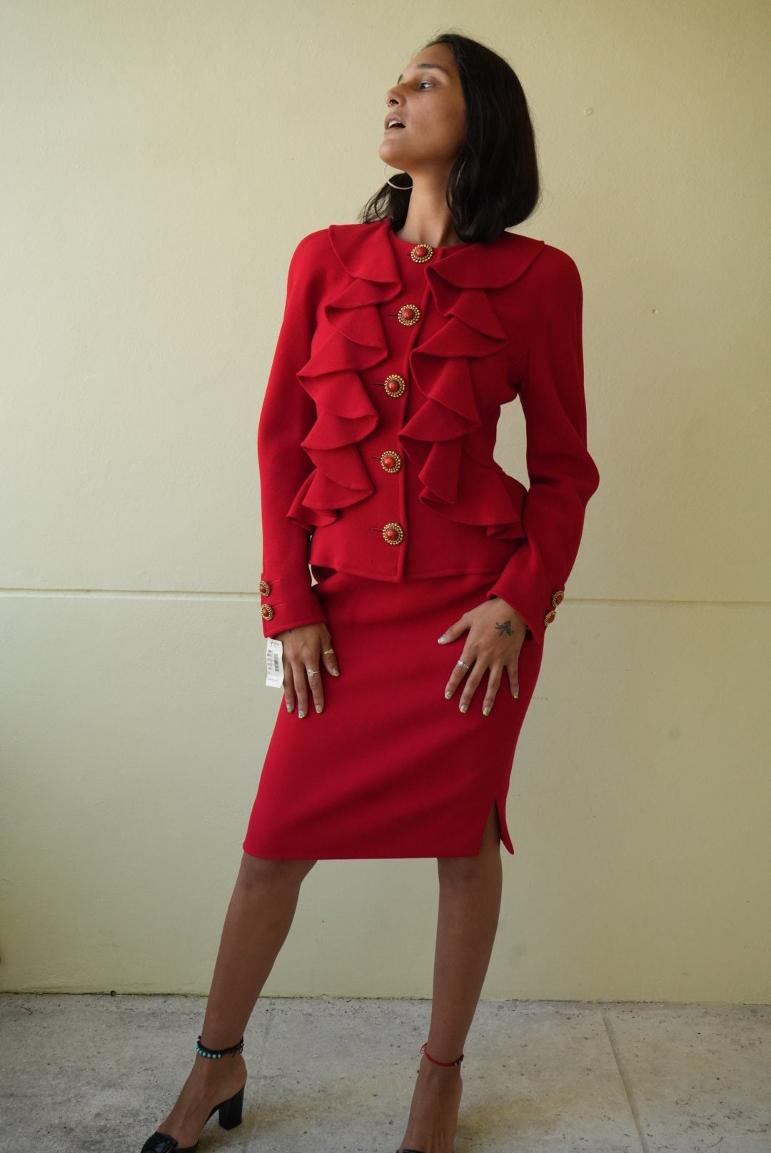スーツ・フォーマル・ドレス Valentino 38size Vintage 80's Valentino Suit Dress / Wool Holiday Party Dress
