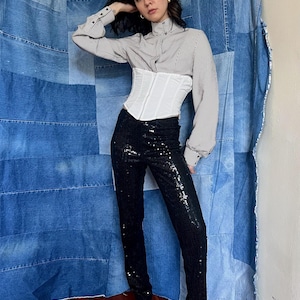y2k Sequin Trousers / Party Pants / Trousers / Mandalay Stretch Trouser Pants / Shiny Pants