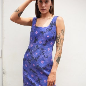 Early Aughts Mini Dress / Floral Linen Mini Dress / 1990's Mini Hourglass Dress image 8