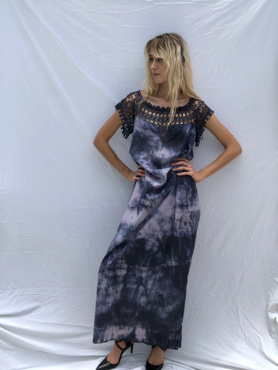 Haute hippie black lace silk tiered maxi dress size 4 formal evening  collection | eBay