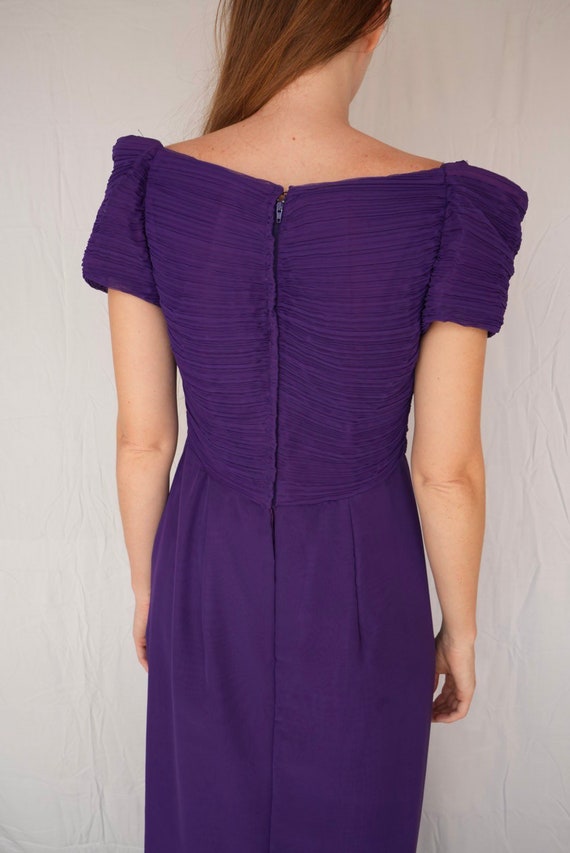 Purple Fortuny Pleated Dress / Eighties Off Shoul… - image 8