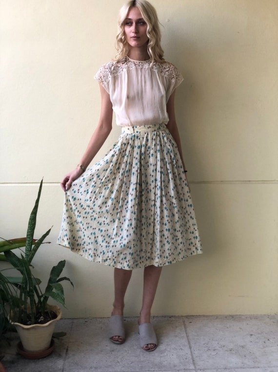 1950's Skirt / Novelty Vase Midi Skirt / Novelty … - image 8
