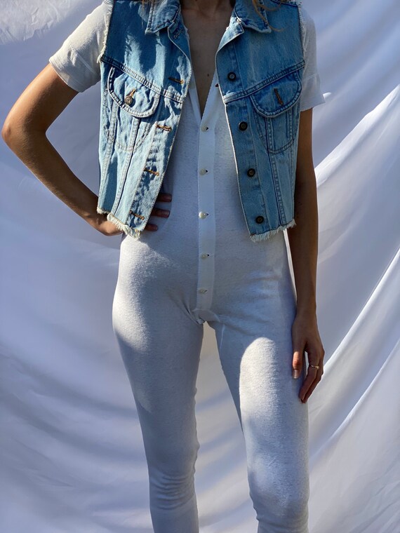 Nineties Denim Vest / Cropped Denim Top Jacket / … - image 1