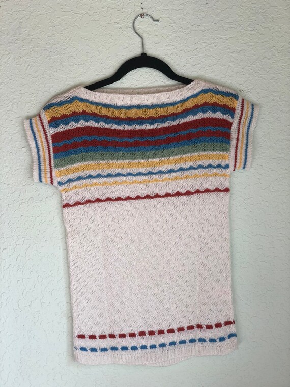 Stripe 70's Knit Top / Boat Neck Sweater / 1970's… - image 6