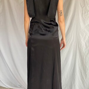 20s Satin Dress / LBD Bias Cut Rhinestone Neckline Detail / Evening Gown Cocktail Party / Looped Fringe Dress image 6