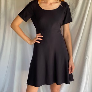 90's Wool Mini Dress / DKNY Mini Dress / Scoop Neck Wool Mini Skater Dress for Winter image 1