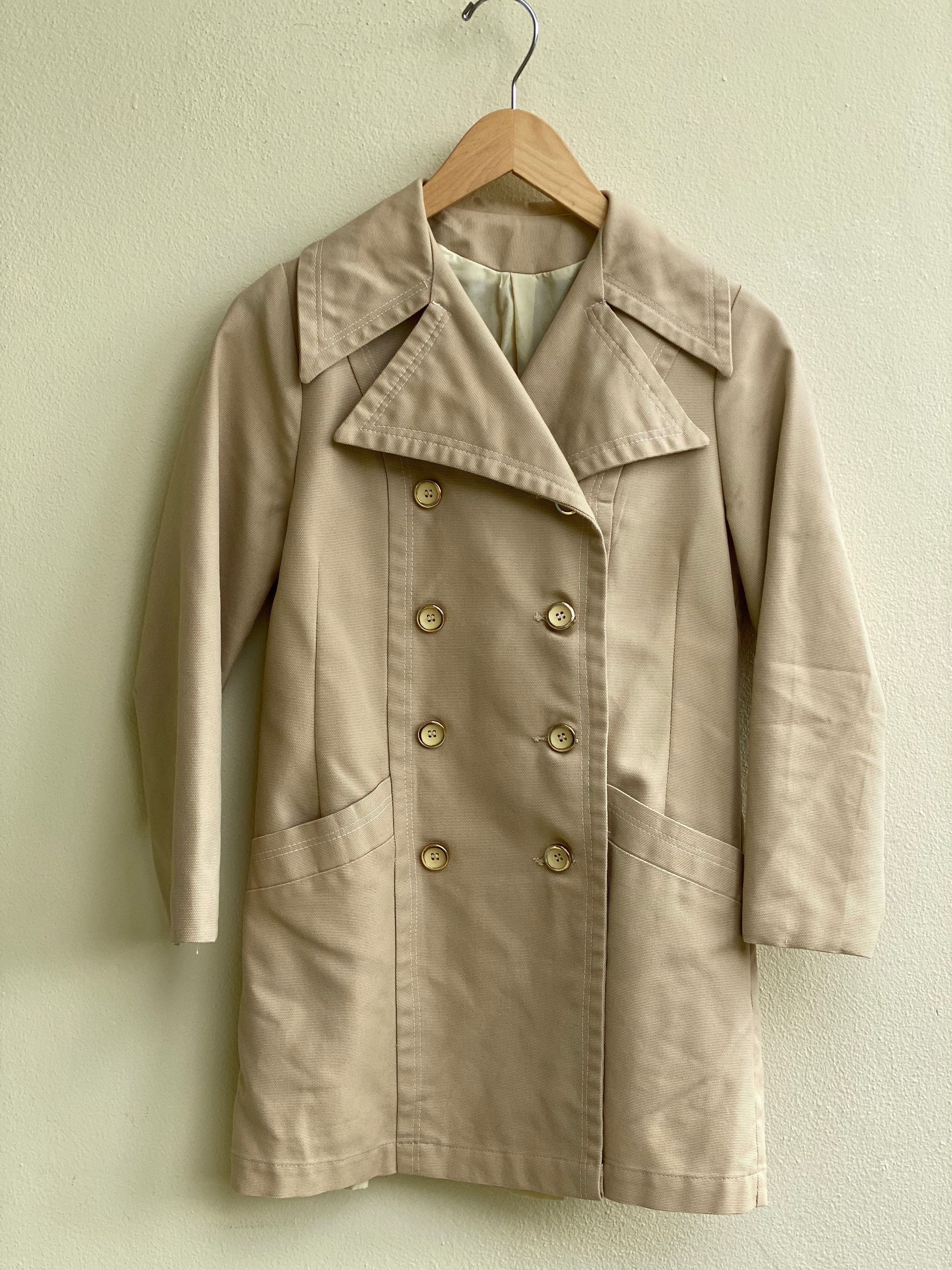 1960's Khaki Trench Coat / Cotton Pea Coat / Modern Jacket | Etsy