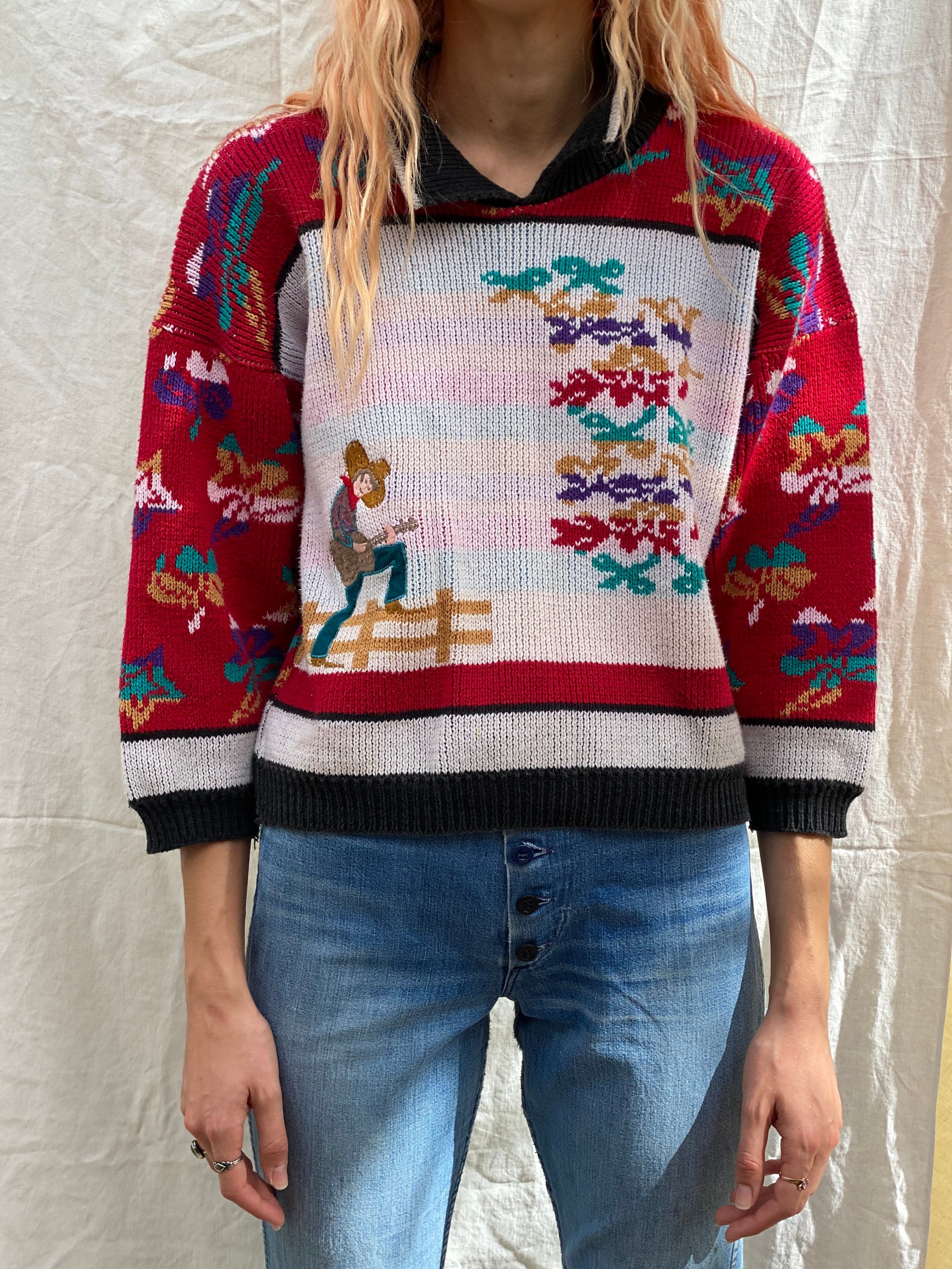 Vintage Cowboy Novelty Sweater / Queen of the Rodeo / Giddy up - Etsy India
