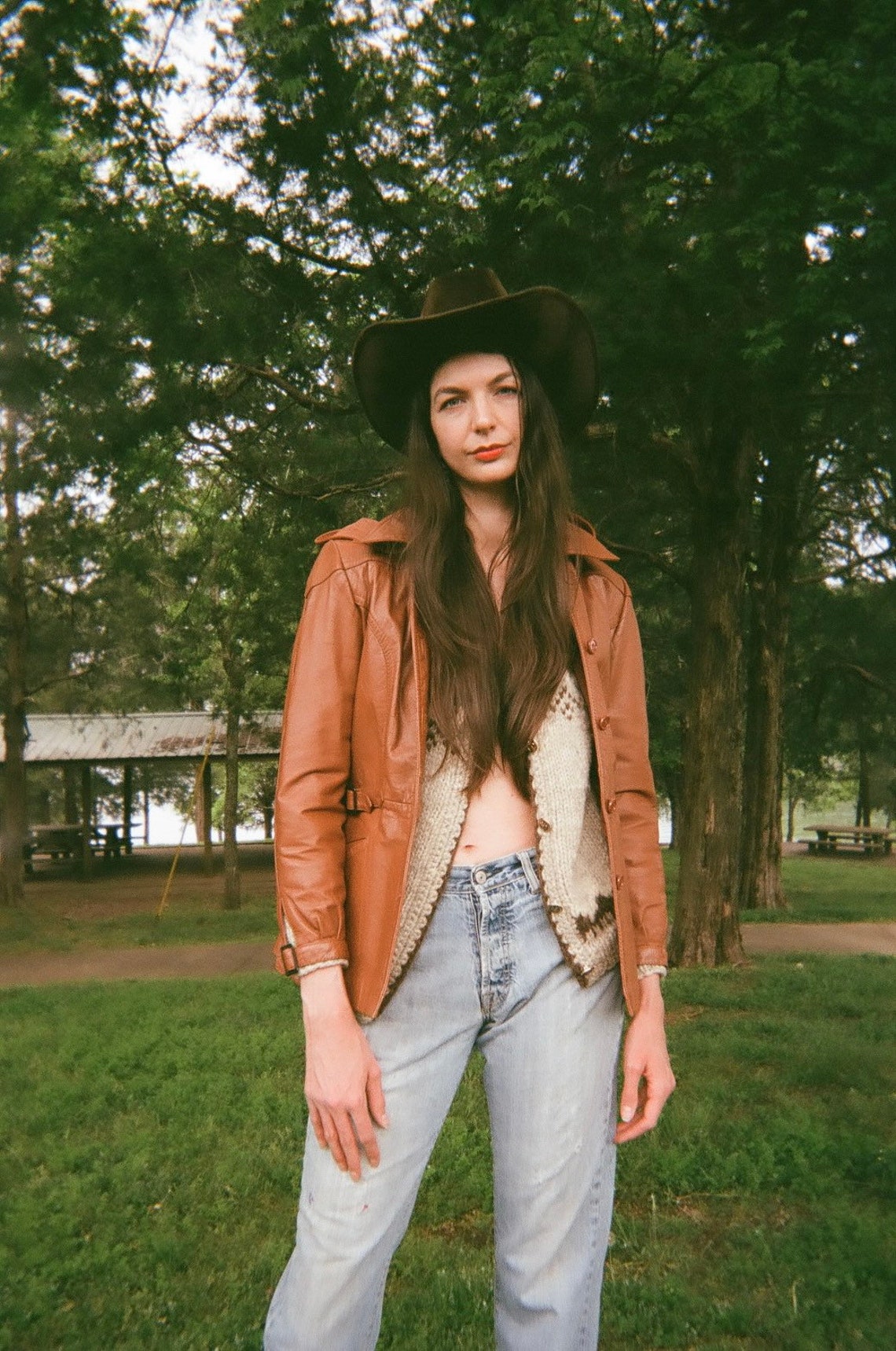 Vintage Leather Jacket / 1970's Copper Brown Hooded Etsy