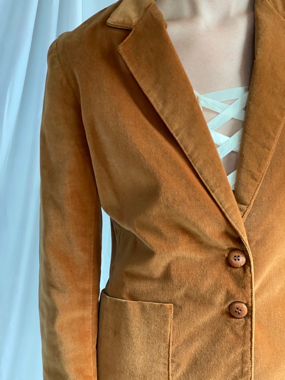 1970s Velvet Jacket / Copper Brown Velvet Suit / … - image 7