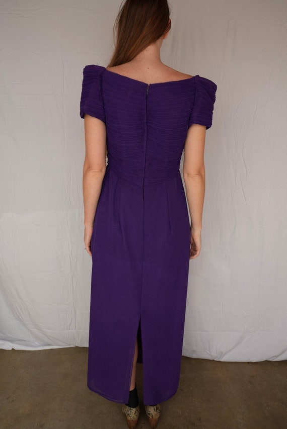 Purple Fortuny Pleated Dress / Eighties Off Shoul… - image 3