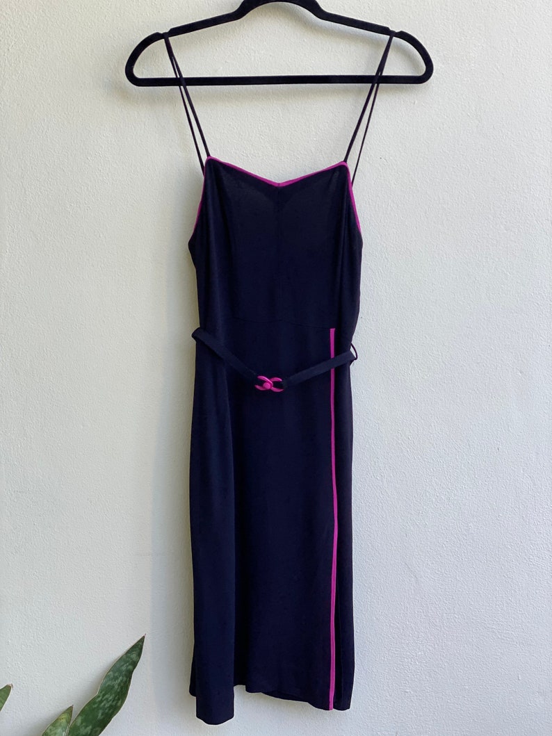 Vintage 70's Cigarette Print Dress / Lip Print Dress / Black Crepe High Pink Slit Dress with Short Sleeve Jacket image 9