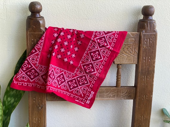 Vintage Red Bandana / 1950's 1960's Red Handkerch… - image 1