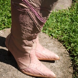 Size 5 US / y2k Pink Leather Pointed Toe Boots / Mid Calf Booties / On Trend Boots image 9