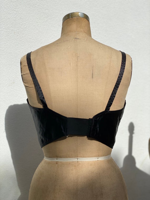 1950s Bra Bustier / Size 40 Rayon and Cotton Blac… - image 3