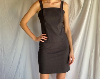 90s Charcoal Dress / y2k Smart Dress Set / Sumer Suit Stretchy Skirt and Tank Top / Hourglass Dress / Rachel Green Work Wardrobe / Body Con