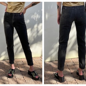 Vintage Skinny Jeans / Faded Black Jordache 1990&#39;s Jeans / Straight Leg Jeans / Mom Jeans / High Waisted Denim