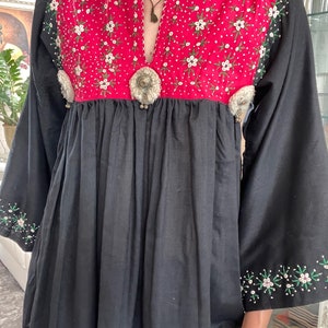 70s Vintage Blouse / Embroidered Colorful Summer Blouse with Metal Bells / Bell Sleeves image 4