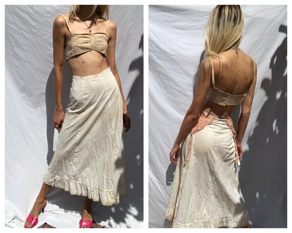 Antique Midi Skirt / Edwardian White Skirt / Vinta
