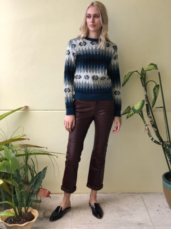 Vintage Leather Pants / Brown Leather Low Slung Pa