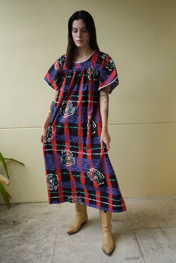 70s 80 s Tunic Dress Slit Sleeve Maxi House Dress Boho Black Floral Hippie Dress Loungewear Red Blue Green White Printed Blouse Etsy Canada