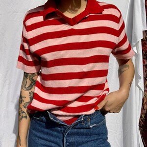 トップス 80s polo ralph lauren cooton kinit polo Polo Ralph Lauren Polo Shirt VTG 80s 90s Orange with Green Red