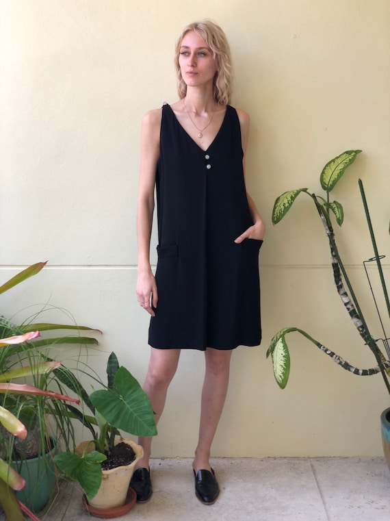 Vintage Mini Dress / Sixties Black Mini Dress / N… - image 1